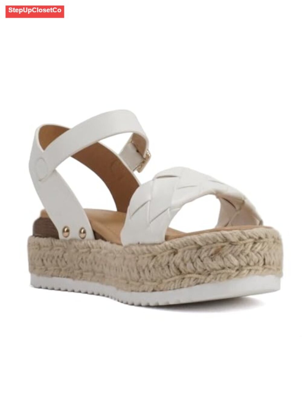 Women Open Toe Ankle Strap Platform Espadrille Wedge Sandal - Platform Heel - Picture 4 of 5